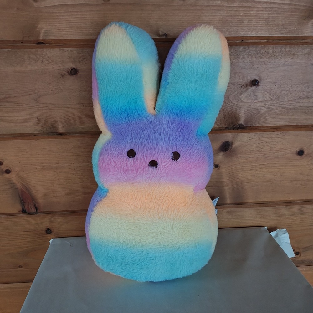 PEEPS Large 17" Plush Rainbow 2024 Marshmallow Easter Bunny Soft Tie Dye‎